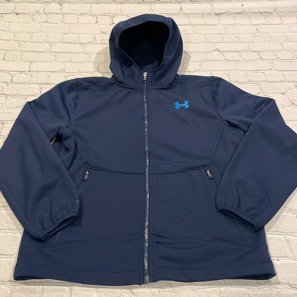 Under Armour storm hooded jacket. Fleece lined. Youth large. Soft shell outer - Picture 1 of 4